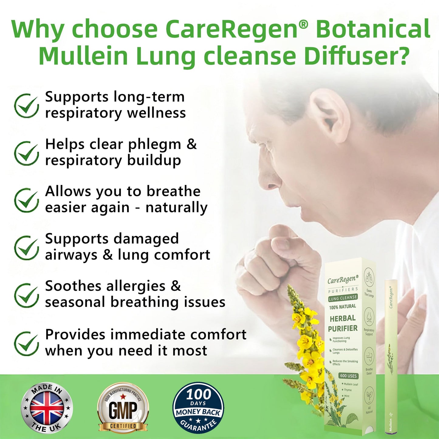 Made and Shipped from UK✅🐳 CareRegen® 𝐁𝐨𝐭𝐚𝐧𝐢𝐜𝐚𝐥 𝐌𝐮𝐥𝐥𝐞𝐢𝐧 𝐋𝐮𝐧𝐠 𝐂𝐥𝐞𝐚𝐧𝐬𝐞 𝐃𝐢𝐟𝐟𝐮𝐬𝐞𝐫🔥(🫁Cough, Pharyngitis, shortness of breath, sputum, stuffy nose, bronchitis, bronchitis, allergy symptoms, lung discomfort)