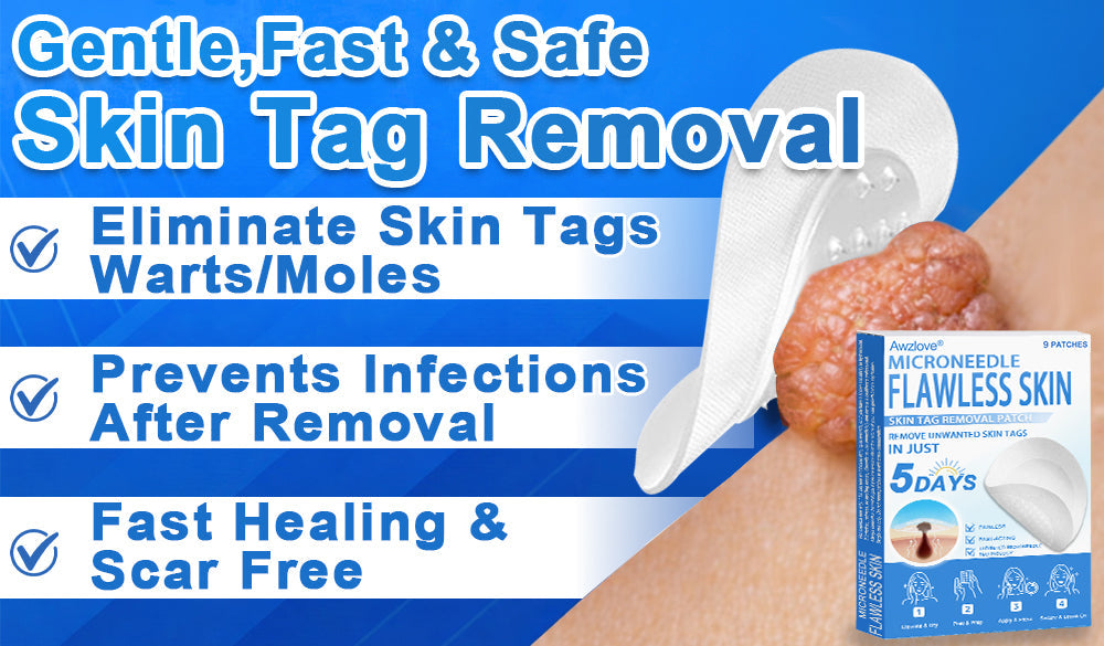 📌 Awzlove® 2-in-1 Microneedle & Hydrocolloid Patch | Raised Moles,Acne,  Flat Warts & Skin Tags Remover | Improves Wrinkles, Scars & Blemishes | Invisible Star Pimple Patches for Face & Body |🎁🎁2