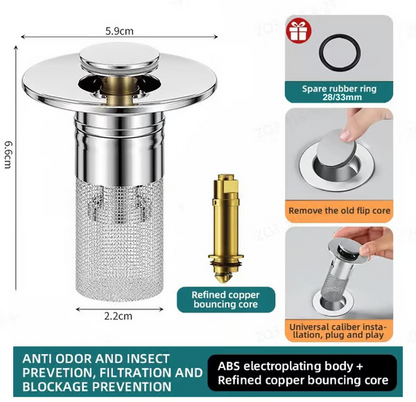 Last Day Promotion 49% OFF🔥🐳Pop Up Sink Drain Strainer----Removes odors and prevents blockages
