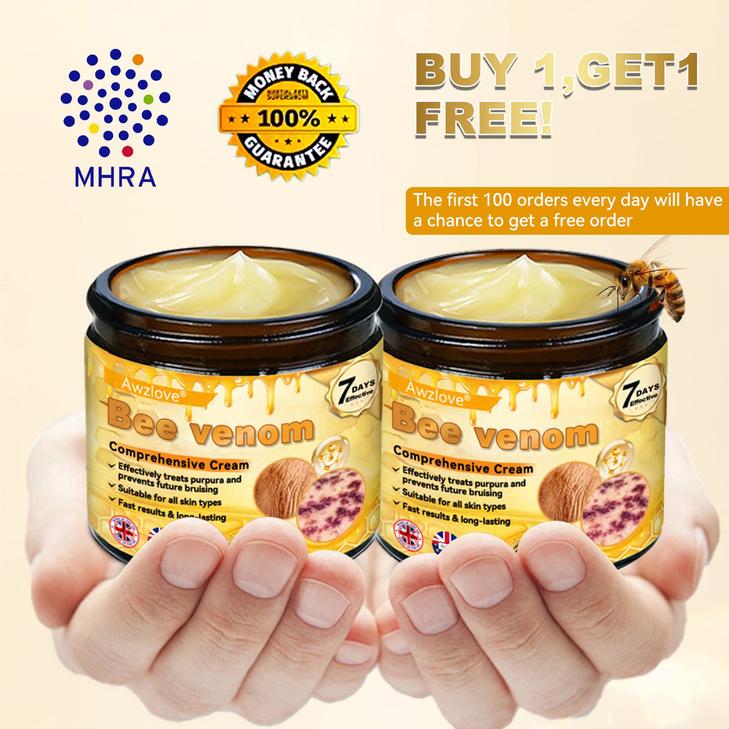 Made and Shipped from the UK ✅ 𝐀𝐖𝐙𝐋𝐎𝐕𝐄® Bee venom Comprehensive Cream 🔥 LAST DAY 80% OFF 🐝