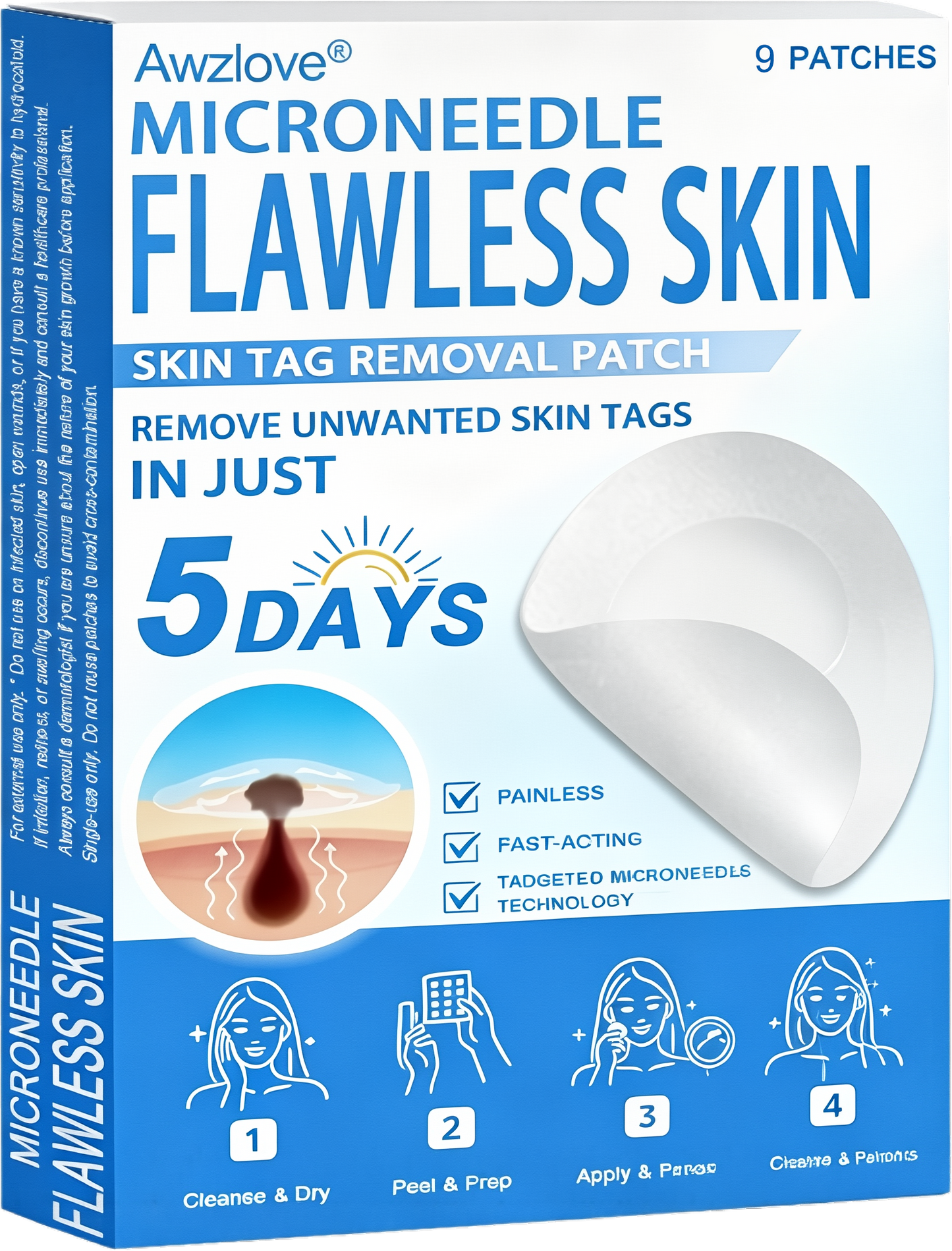 📌 Awzlove® 2-in-1 Microneedle & Hydrocolloid Patch | Raised Moles,Acne,  Flat Warts & Skin Tags Remover | Improves Wrinkles, Scars & Blemishes | Invisible Star Pimple Patches for Face & Body |🎁🎁2